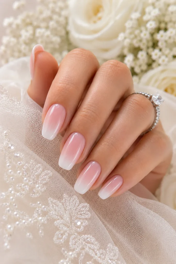 Baby Boomer Bridal Nails