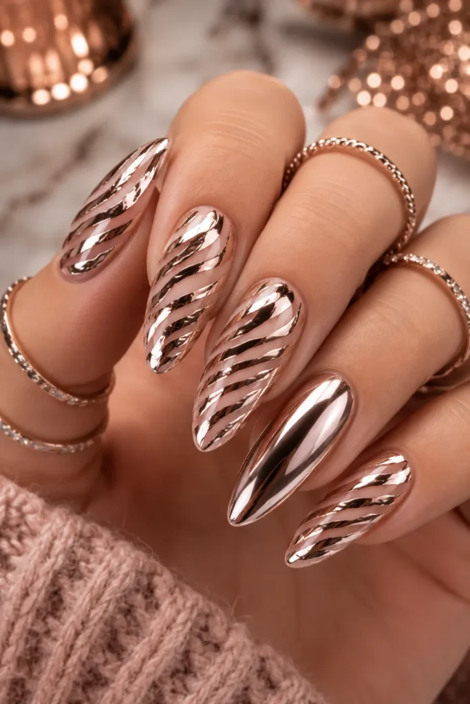 Chrome Zebra Print Nail Designs