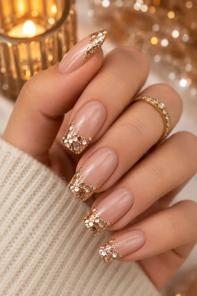 Chunky Glitter French Manicure