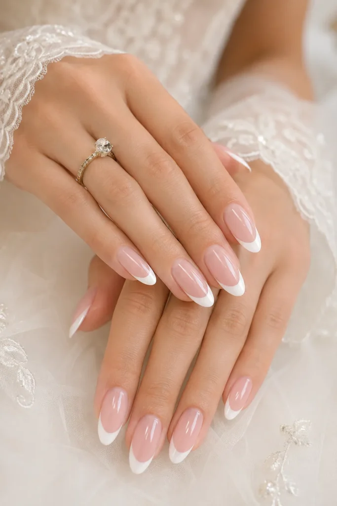 Classic French Bridal Nails