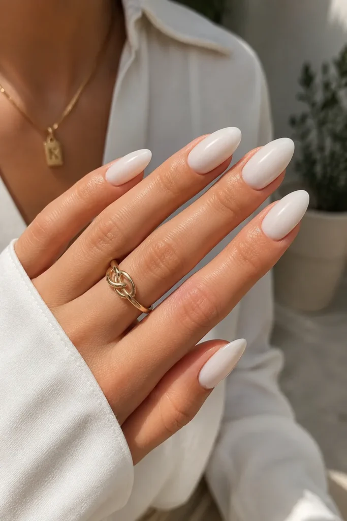 Classic Milky White Gel Nails