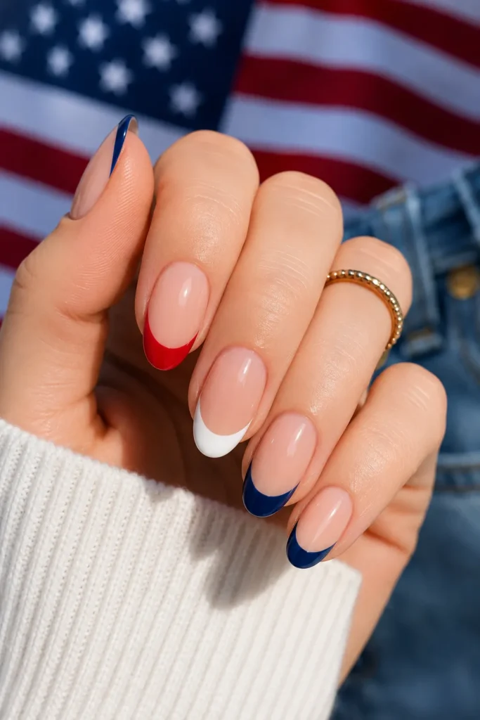 Classic Red, White, and Blue French Tips
