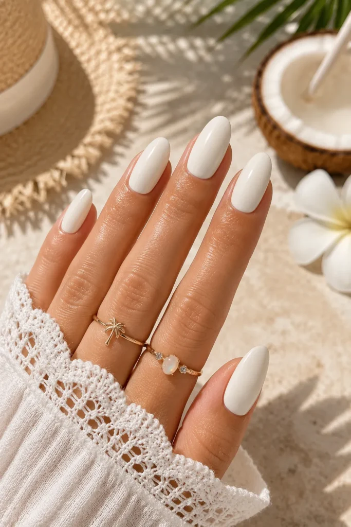 Coconut Milk White Nails