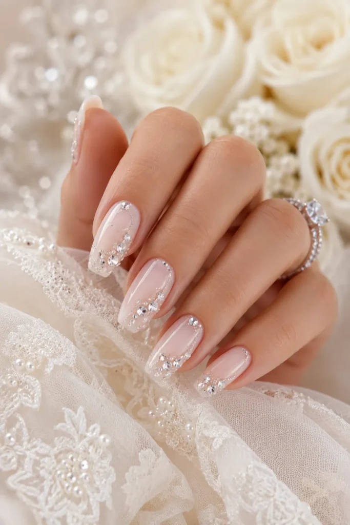 Crystal Accent Bridal Nails