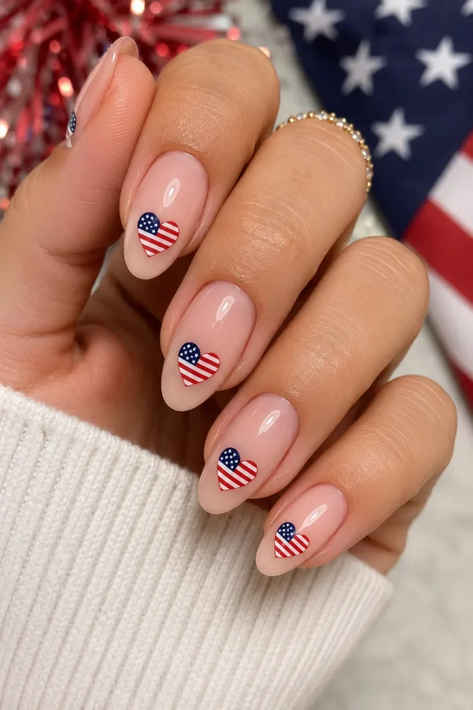 Cute Heart Flag Nail Art