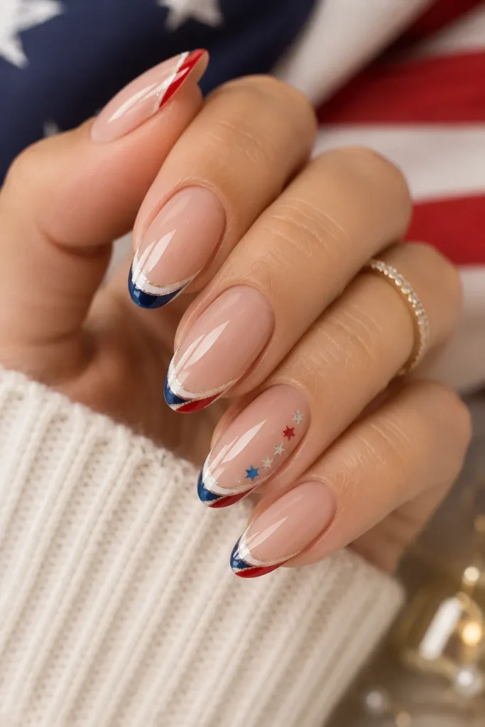 Elegant Almond Labor Day Nails