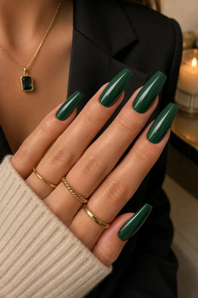 Emerald Green Gel Nails