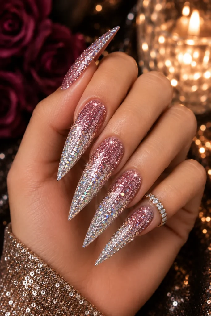 Extra Glam Full Glitter Ombre Nails