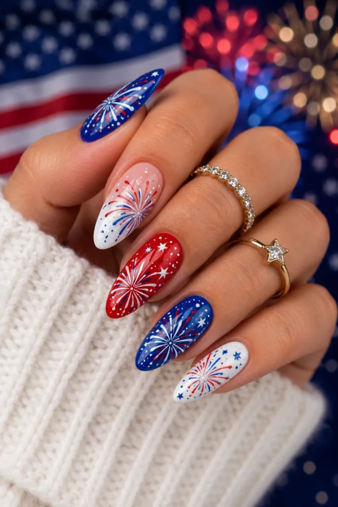 Firework Inspired Nail Designs