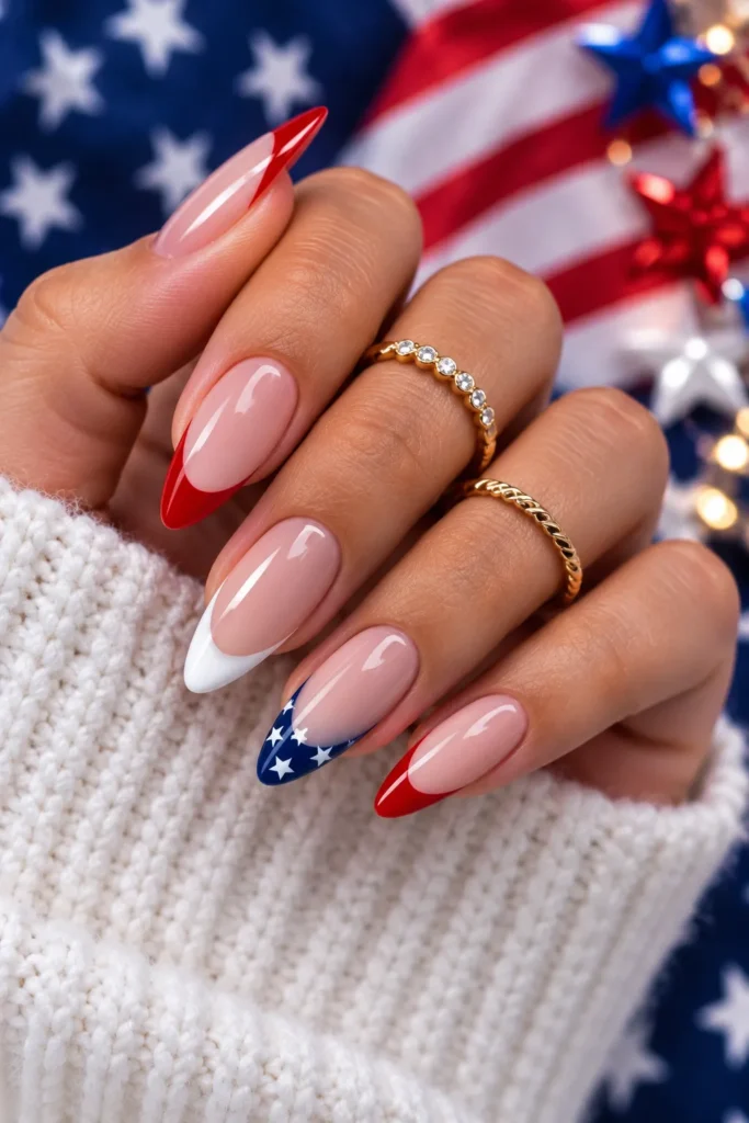 French Tip Patriotic Nails