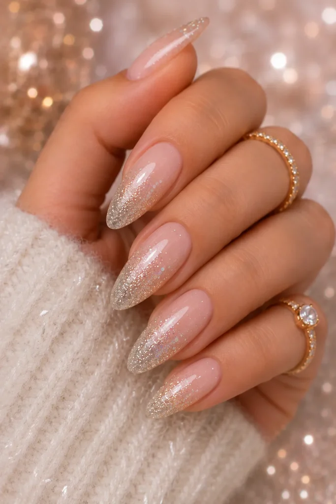 Glitter Ombre Almond Nails