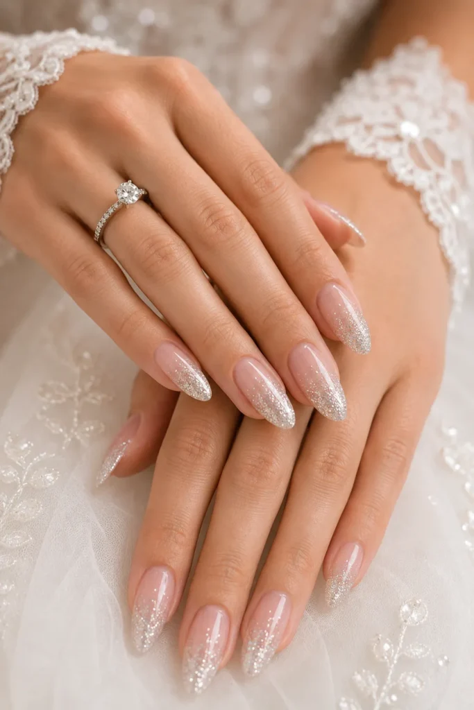 Glitter Ombre Bridal Nails