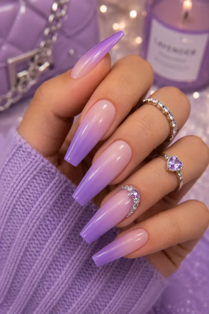Lavender Ombre Coffin Nails