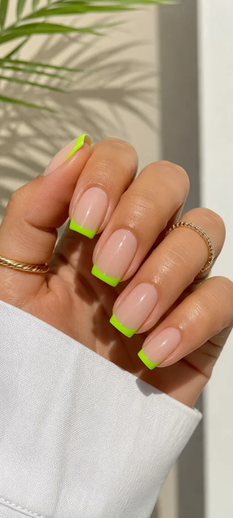 Lime Green Neon French Tips