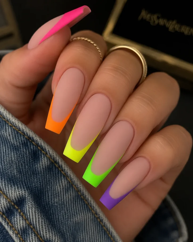 Matte Neon French Tips