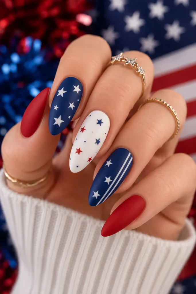 Matte Patriotic Nails