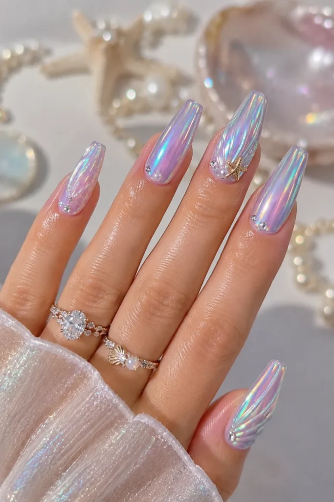 Mermaid-Inspired Chrome Nails
