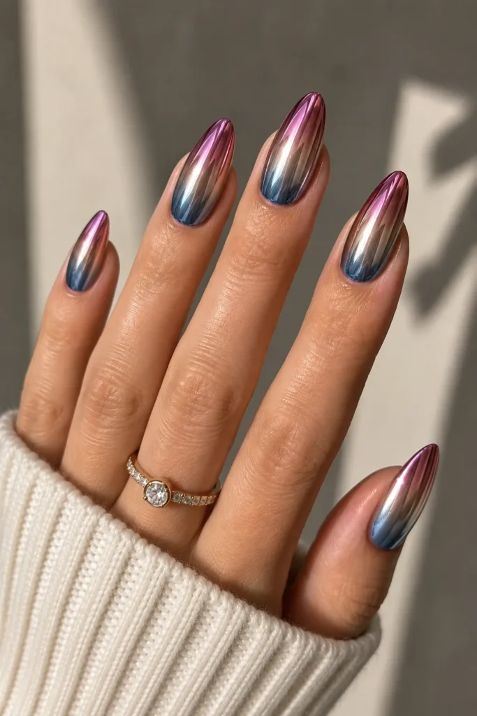 Metallic Chrome Ombre Nails