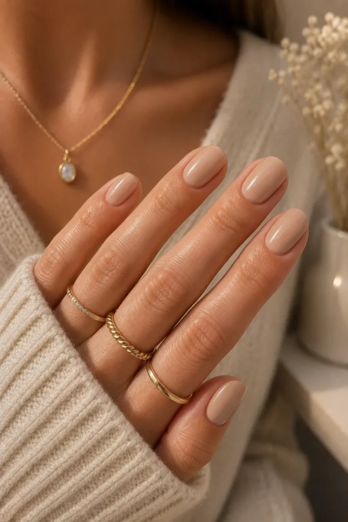 Minimalist Beige Gel Nails