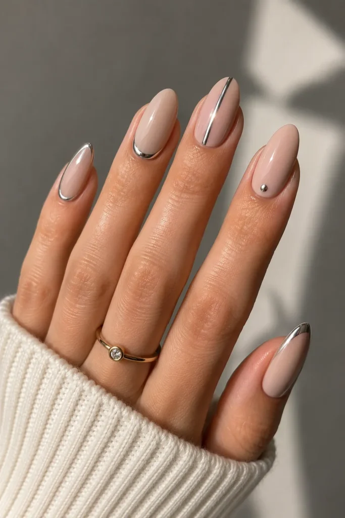 Minimalist Chrome Accent Nails