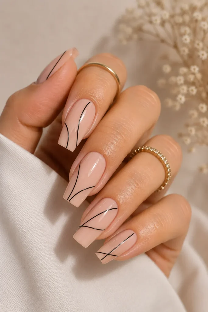Minimalist Line Art Nails