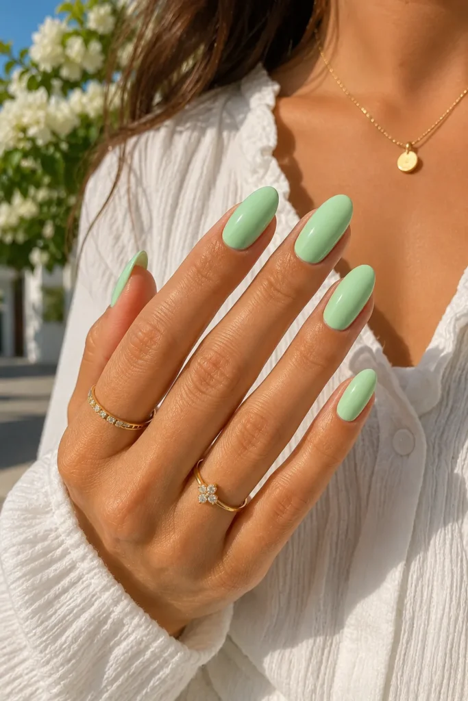 Mint Green Gloss Nails