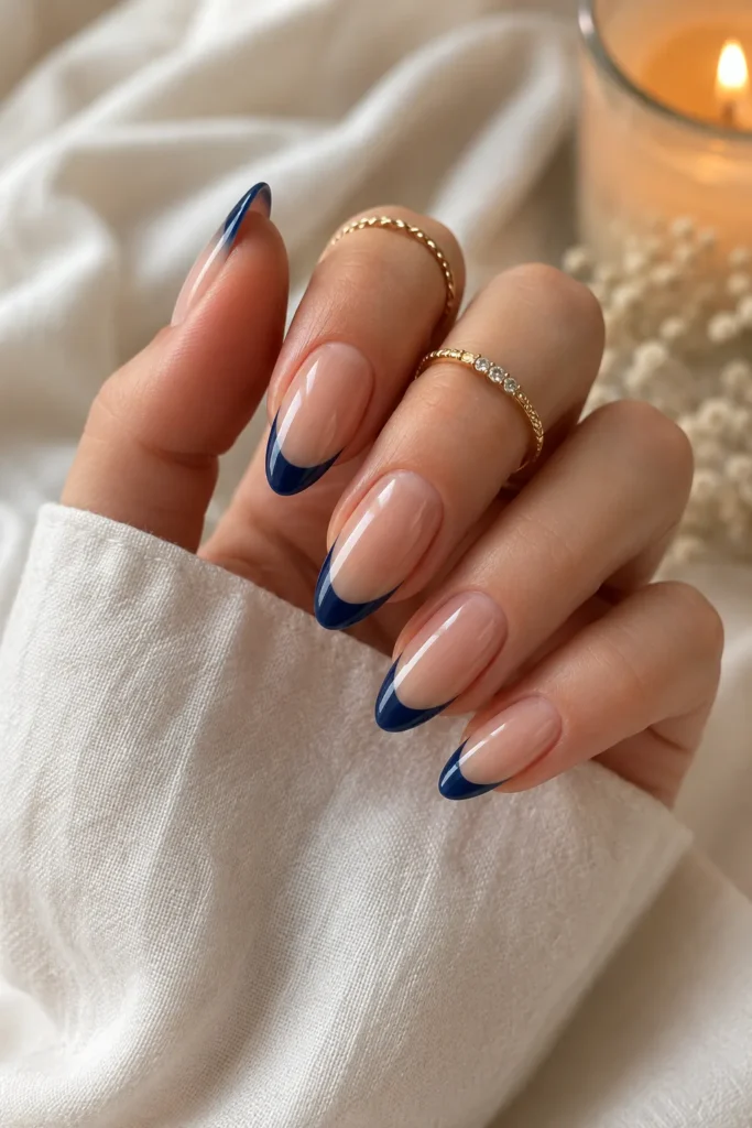 Navy Blue French Tip Elegance