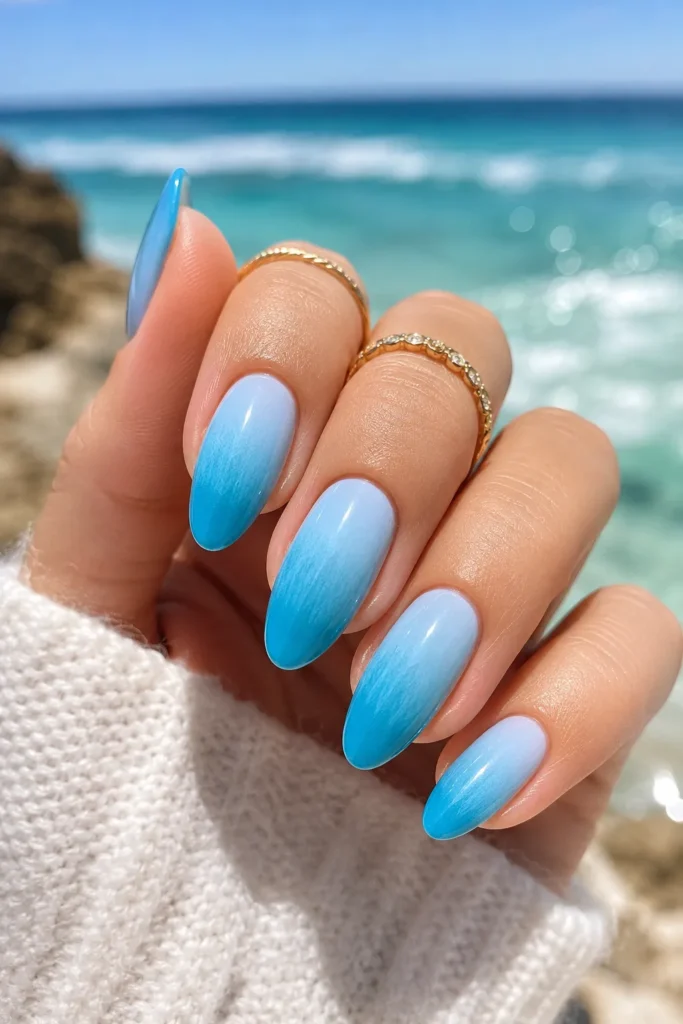 Ocean Blue Ombre Nails