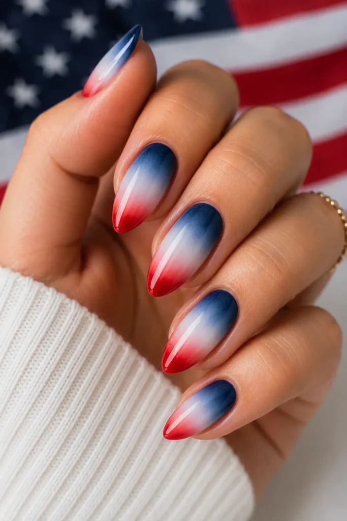 Ombre Red to Blue Nails