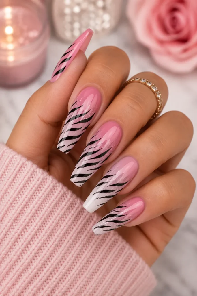 Ombre Zebra Print Nails