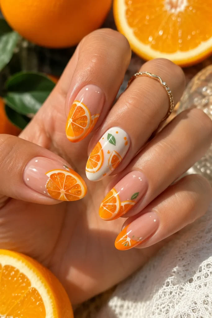 Orange Citrus Nails