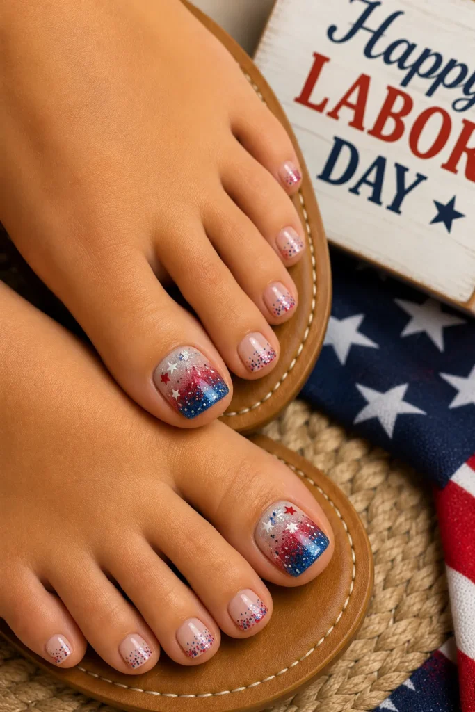 Patriotic Glitter Accent Pedicure