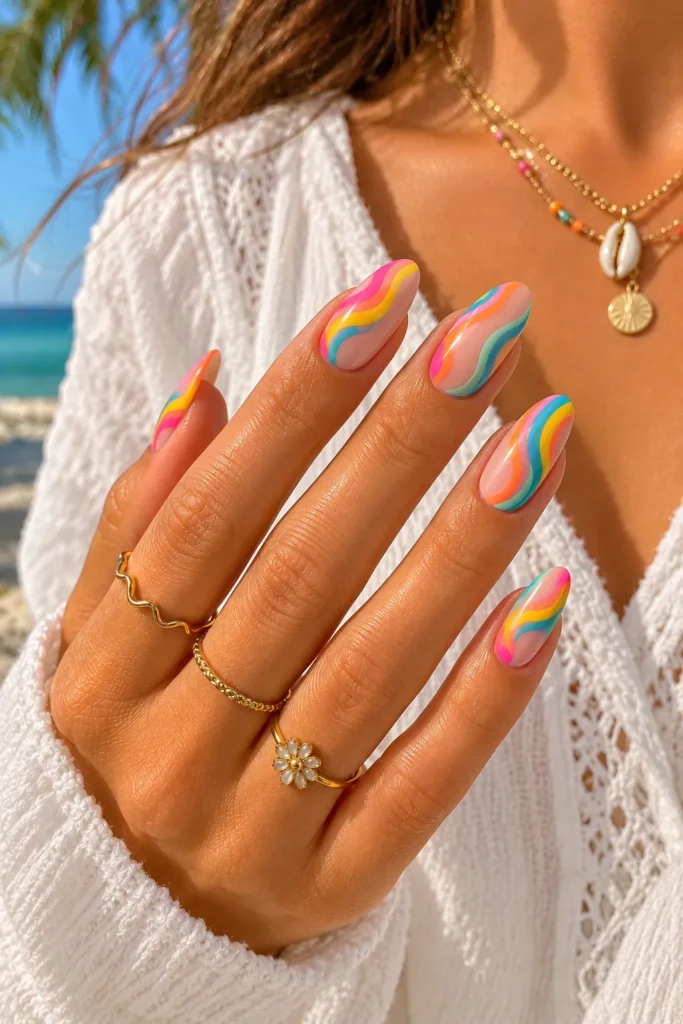 Rainbow Swirl Nails