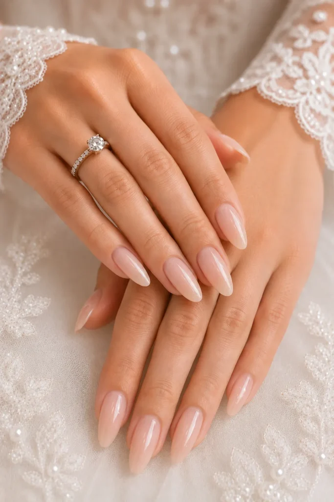 Sheer Nude Wedding Nails
