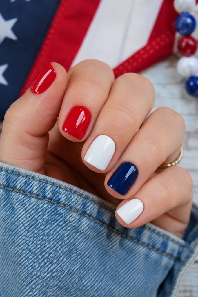 Short Patriotic Square Nails