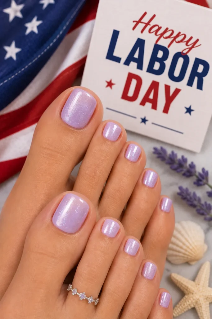 Soft Lavender Shimmer Pedicure