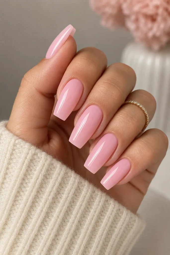 Soft Pink Glossy Nails