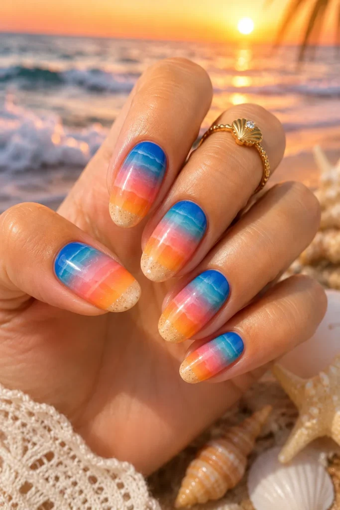 Sunset Beach Gradient Nails