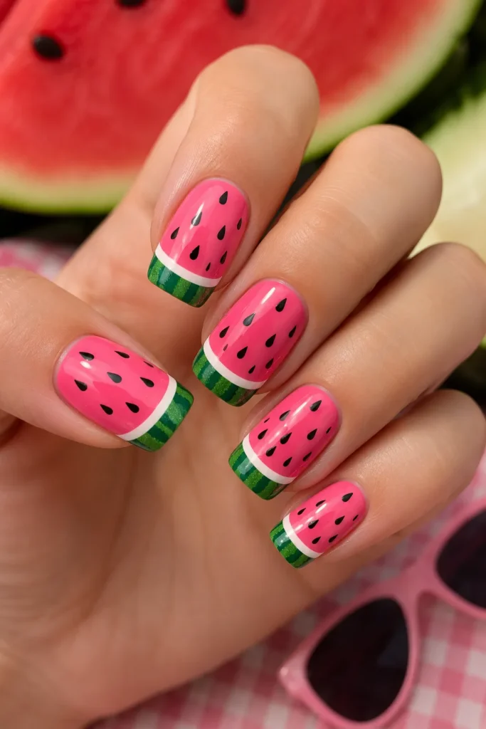 Watermelon Slice Nails