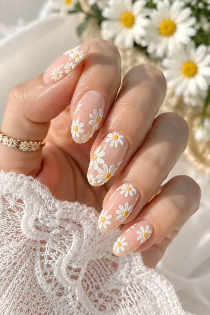 White Daisy Nail Art