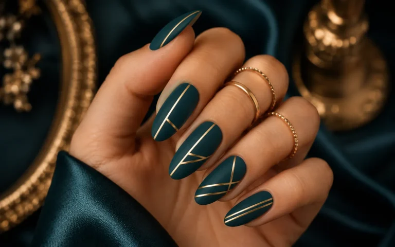 teal and gold nail ideas