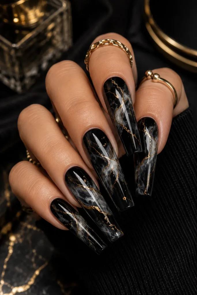 Black Marble with Gold Accents