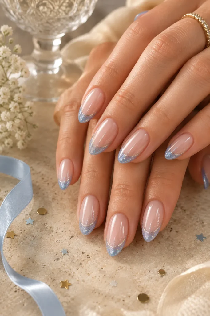 Blue Glitter French