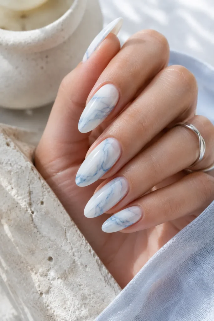Blue Marble Nails