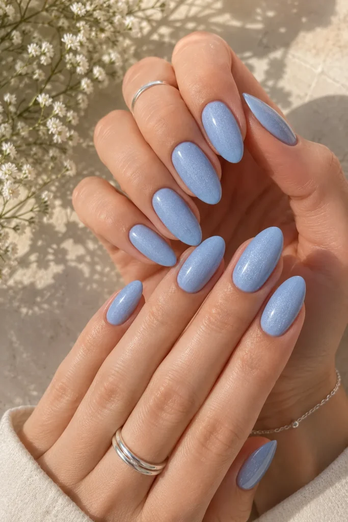 Blue Shimmer Nails