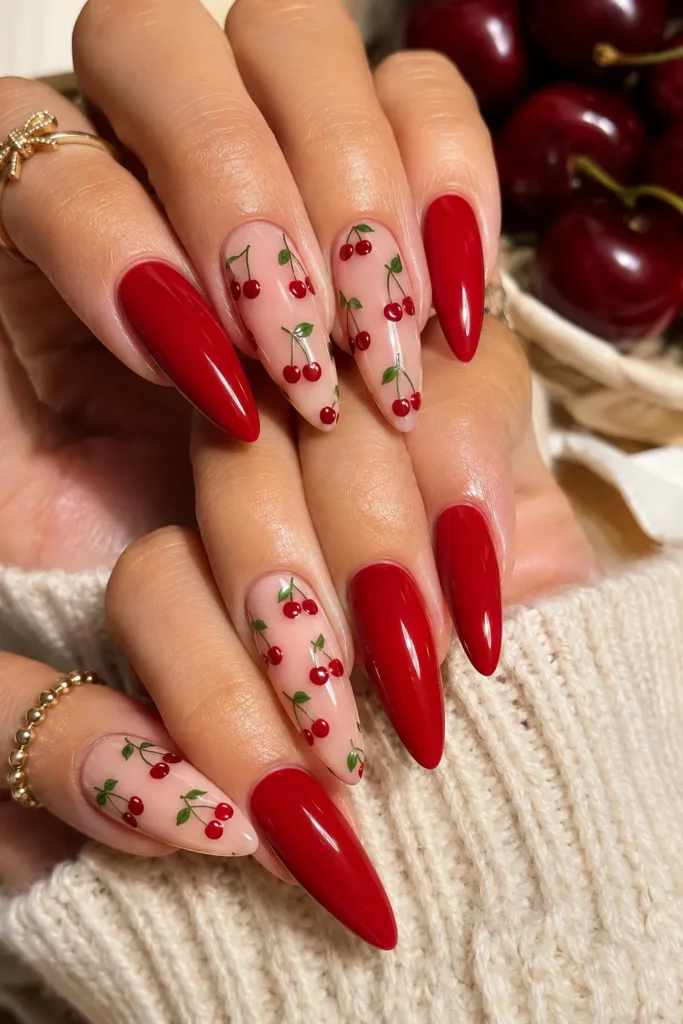 Bold Cherry Red Nails