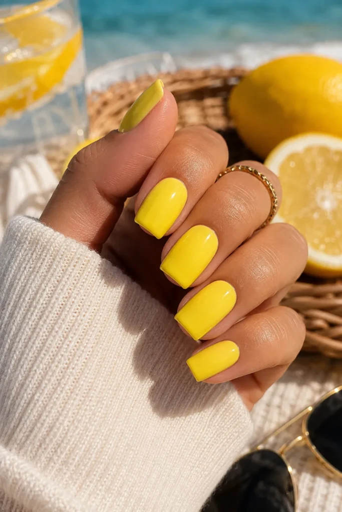 Bright Lemon Yellow Nails