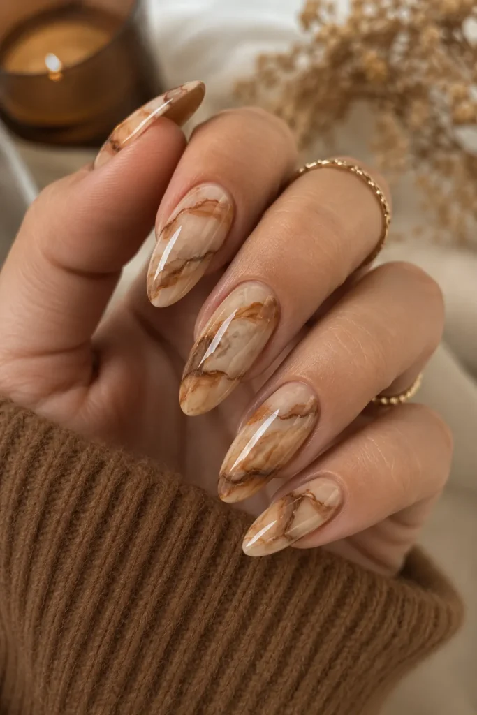 Brown Marble Nails