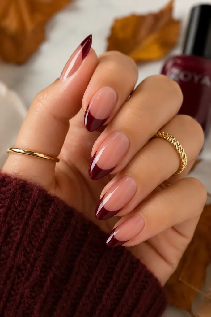 Burgundy French Tips