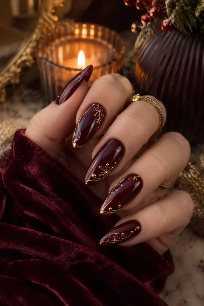 Burgundy Gold Filigree